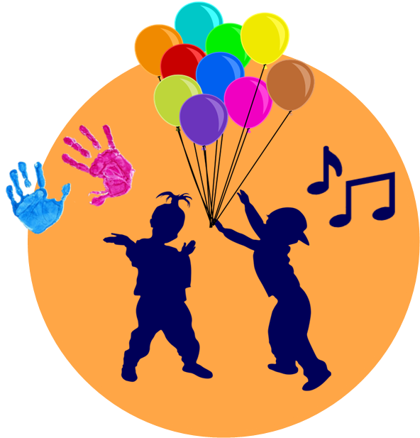Kinder Party Luftballon bunte Hände Musik Noten